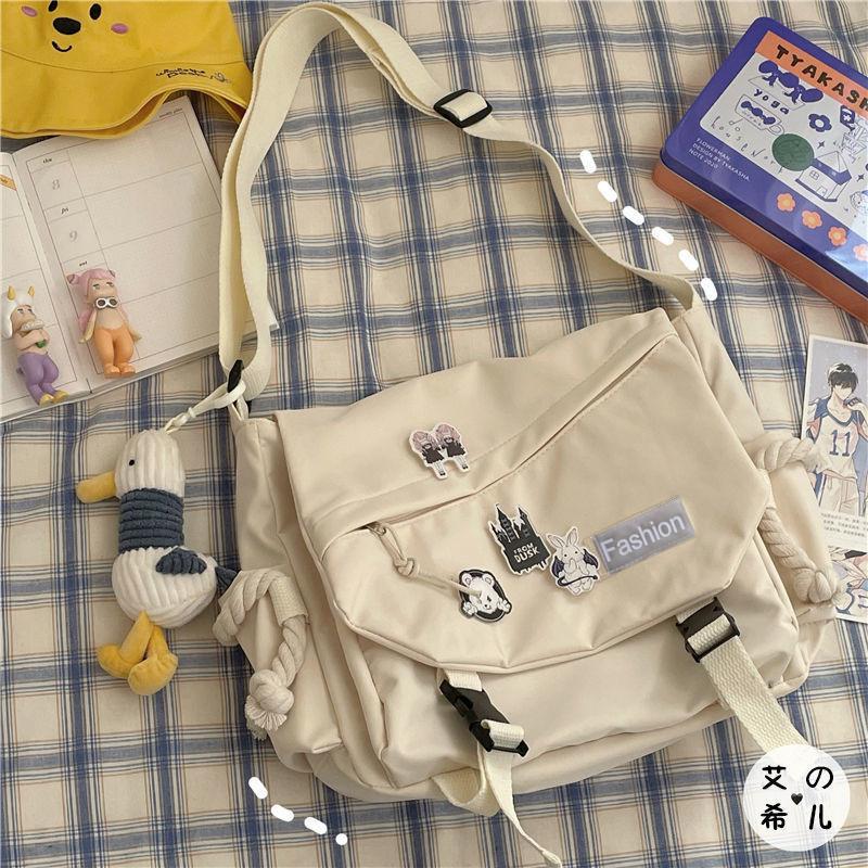 Молодежная мода нейлоновые сумки через плечо для женщин сумки на ремне большая вместимость однотонная холщовая сумка-мессенджер для девочек школьные сумки