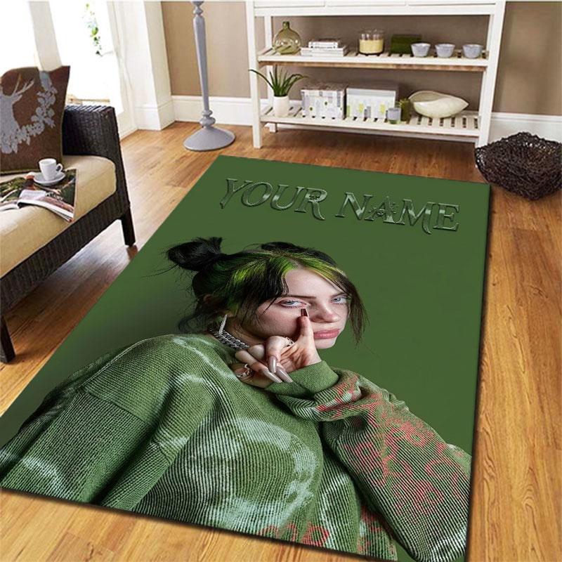 Billie Eilish Custom Name Carpet Rug for Living Room Bedroom Home Sofa Decoration,Kids play Non-slip Floor Mat