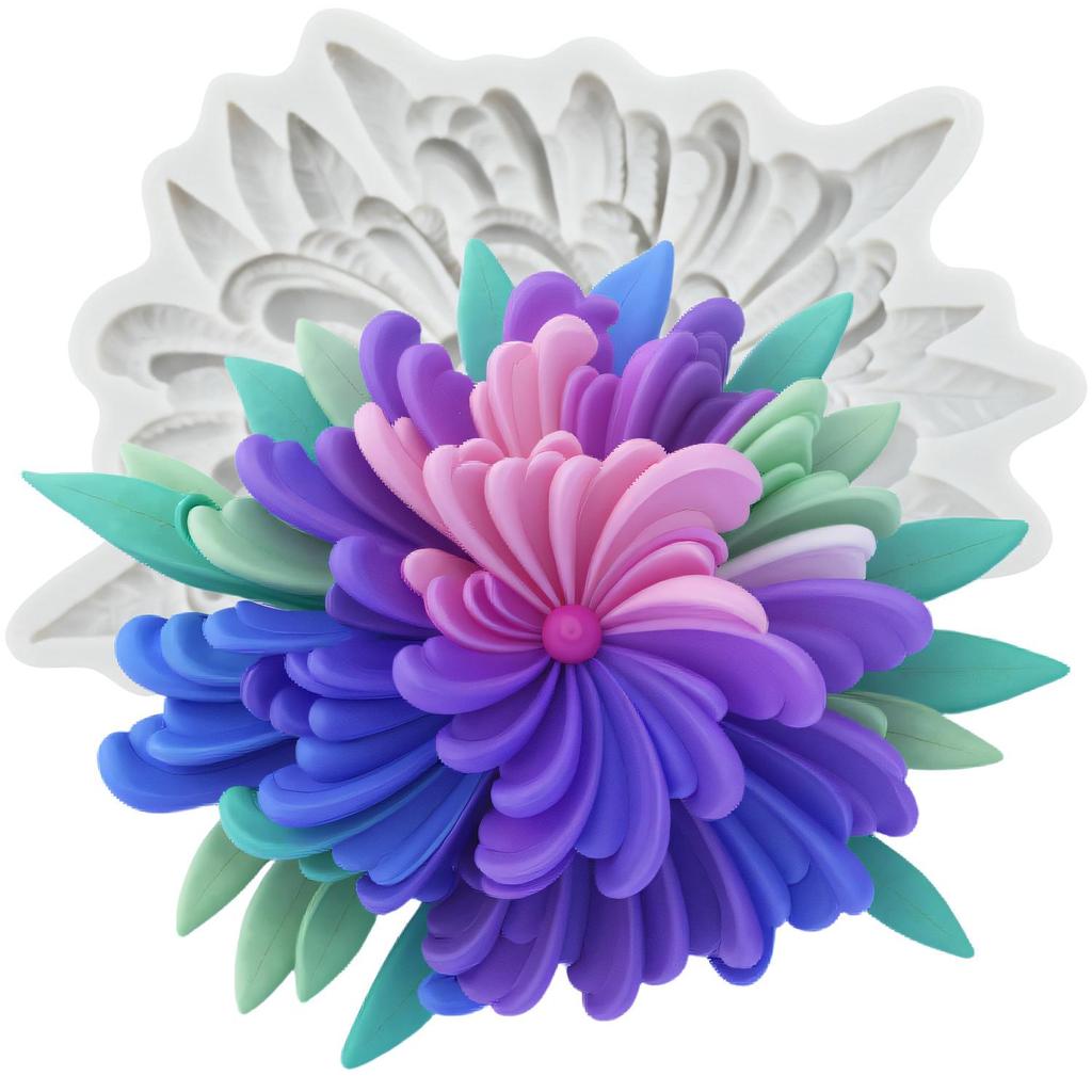 Chrysanthemum Silicone Mold Daisy Flower Fondant Molds Cake Decorating Tools Cupcake Topper Candy Sugar Craft Gum Paste Polymer Clay