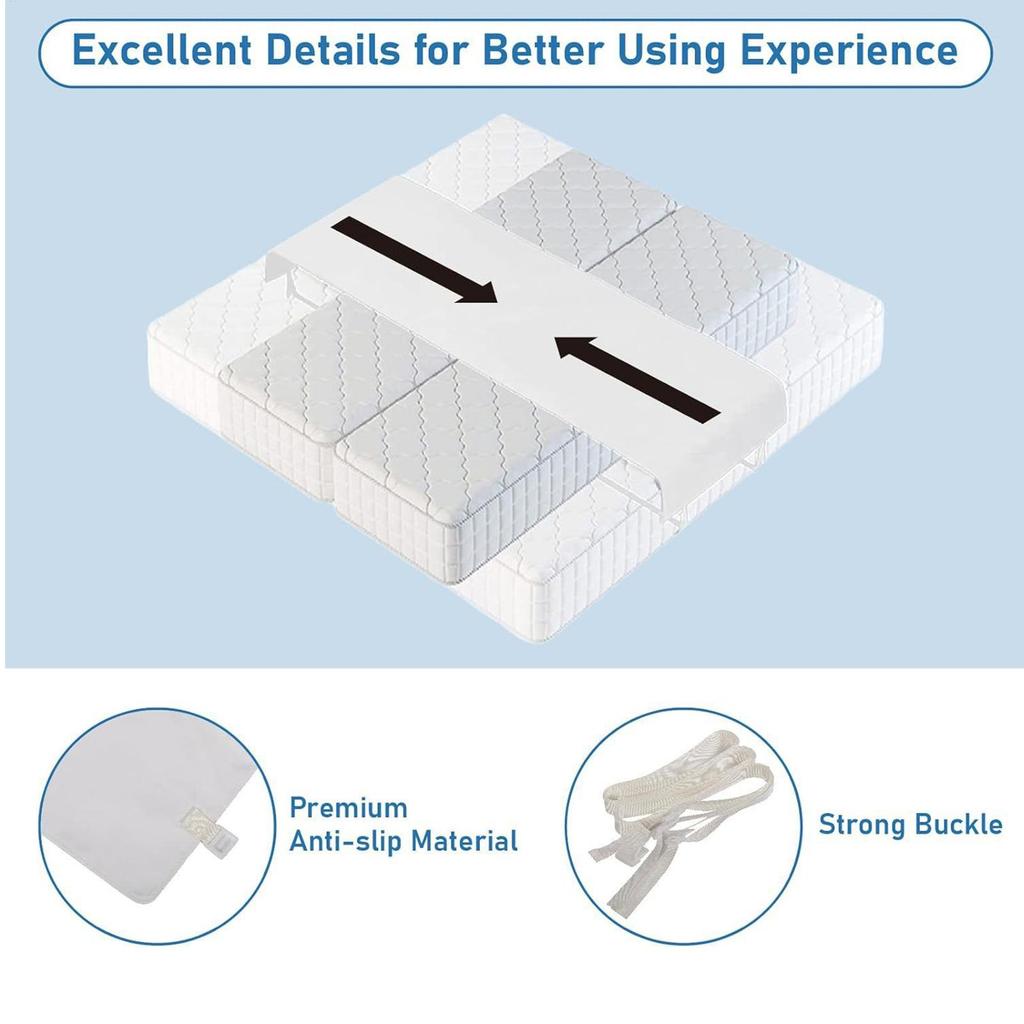 Bed Bridge Split Filler with Sheet Straps Large Double Mattress Bridge Converter for Families Couples Guest Bedroom Sleeping