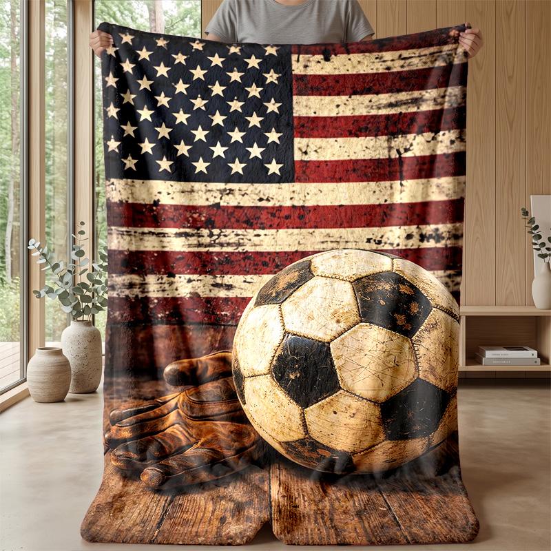 Neon Soccer Player Theme blanket Lightweight Warm Flannel Blanket Decorative Throw Blanket for Home Decoration