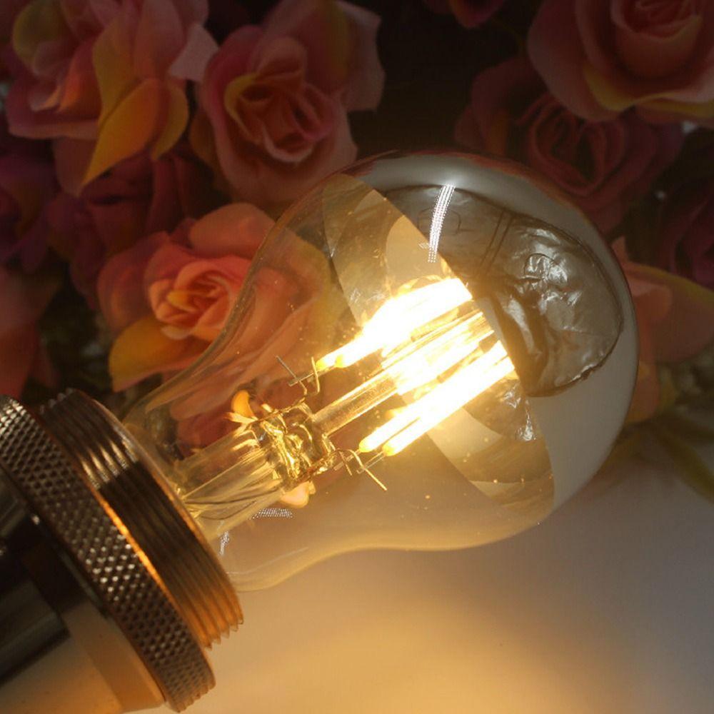 Bulbs New E27 Silver Light Ncandescent Mirror Reflection A60 Semi-plated Bulb LED Filament Bulb
