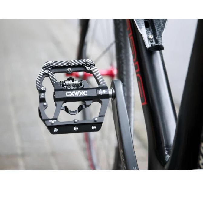 CXWXC Dual Function Platforms Flat / Clipless MTB Pedals SPD Cleats 3 Sealed Bearings Bike Pedals Road Bmx Pedals For Bicycle