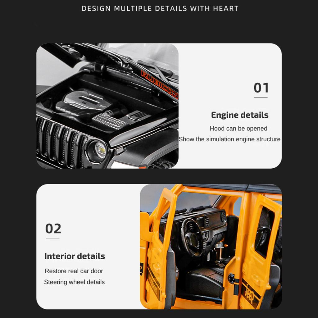 1/22 Масштаб Wrangler, литая под давлением внедорожная модель автомобиля, игрушечная модель автомобиля, 7 открытых дверей, выдвижной игрушечный автомобиль со звуком и светом для детей, коллекция подарков для мальчиков и девочек