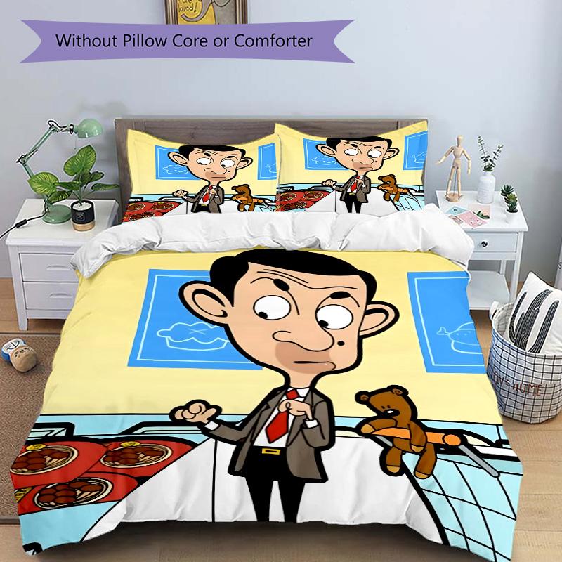 Mr Bean'S Trip Print 3Pcs Bedding Setduvet Cover With 2 Bedropillowcase Home Birthday Gift