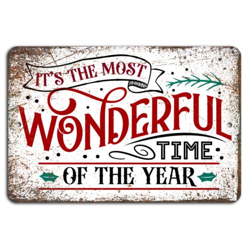 The Most Wonderful Time Rustic Holiday SignAluminumtin sign