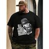 Men's T-Shirt Black Old School Heroes Print with Hat And Portrait Graphic Casual Streetwear for Casual Attire, PLUS SIZE