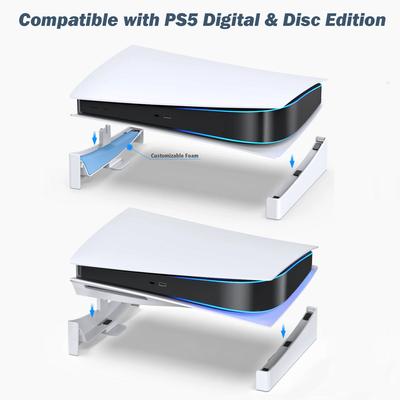 Горизонтальная подставка для консоли PS5, противоскользящая основа с EVA-пеной, надежное крепление с помощью винта, белый ABS-кронштейн