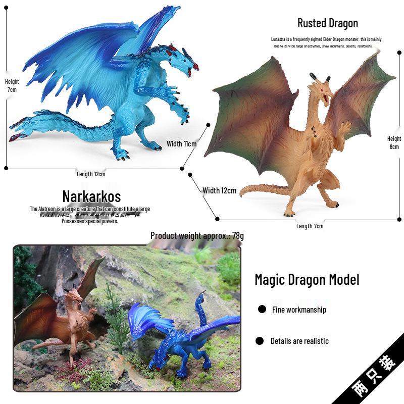 Dinosaur & Dragon Plastic Toy Set: Mythical Animal Figures for Kids