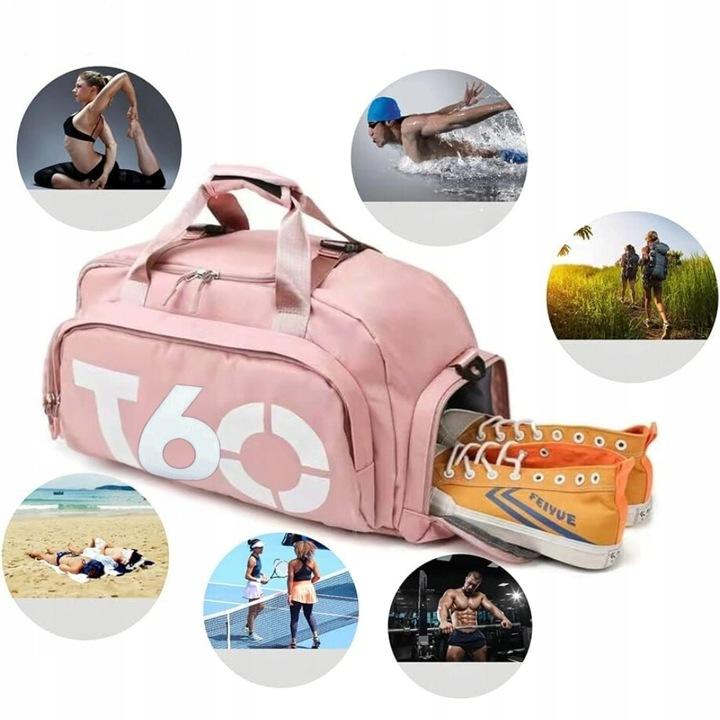 Torba Sportowa Treningowa Damska Na Ramię Siłownie Basen Plecak 2W1 Różowa