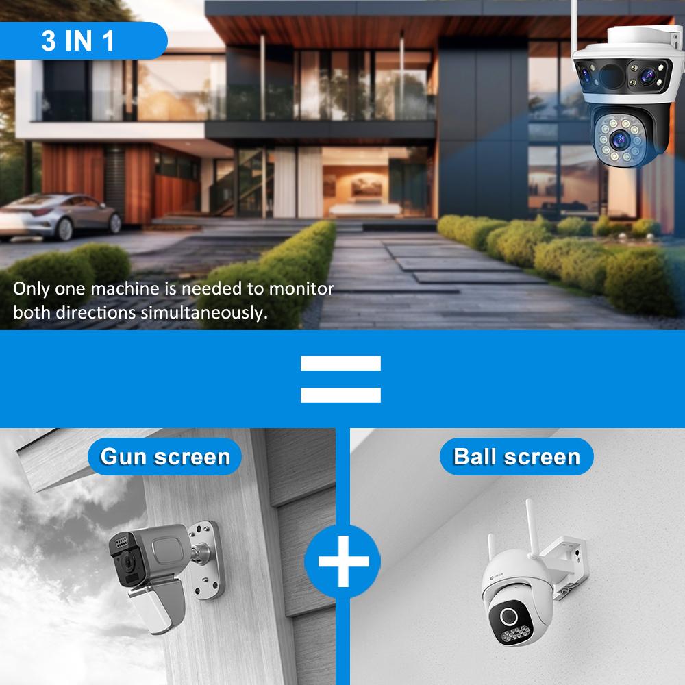 6K 12MP HD WiFi PTZ камера наружная тройной объектив тройной экран безопасность мобильный AI автоматическое отслеживание видеонаблюдение аудио видеонаблюдение
