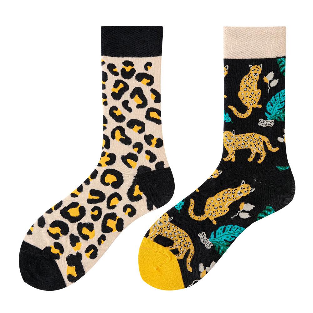 SMLSOX Летние асимметричные носки до середины икры с утками-мандаринками для пары, красочные рождественские хлопковые модные носки