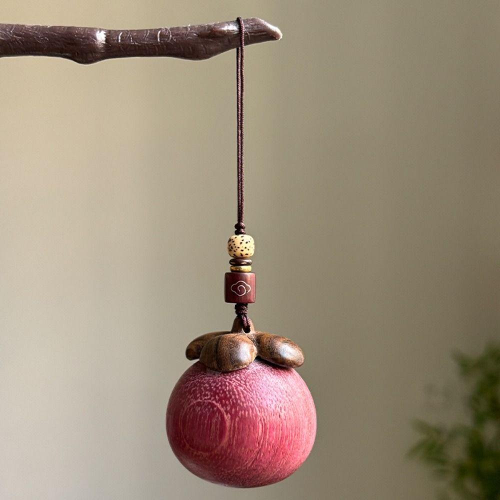 Strawberry Sandalwood Keychain Chinese Style Car Keyring Wooden Pendant Phone Chain Decoration