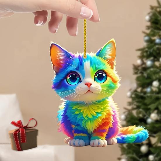 Милые подвески в виде кошек и собак, подвески для зеркала заднего вида автомобиля, персонализированный акриловый шарм для зеркала автомобиля, дома, праздничные подарки