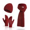 Winter European and American Style Thickened Woolen Hat Warm Set New Men's and Women's Hat Scarf Gloves Three-piece Gift Set