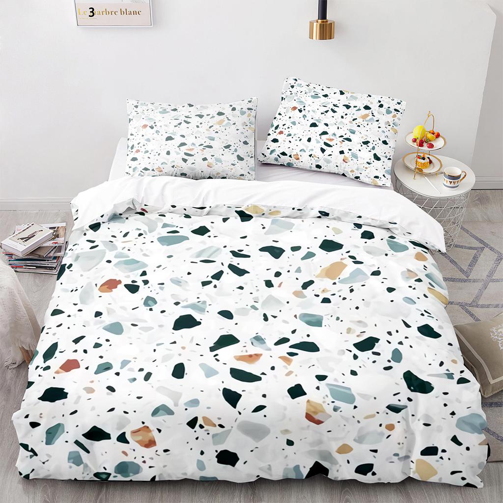 Marble Duvet Cover Set King/Queen Size White Gold Abstract Marble Texture Printed Bedding Set Abstract Polyester Quilt Cover