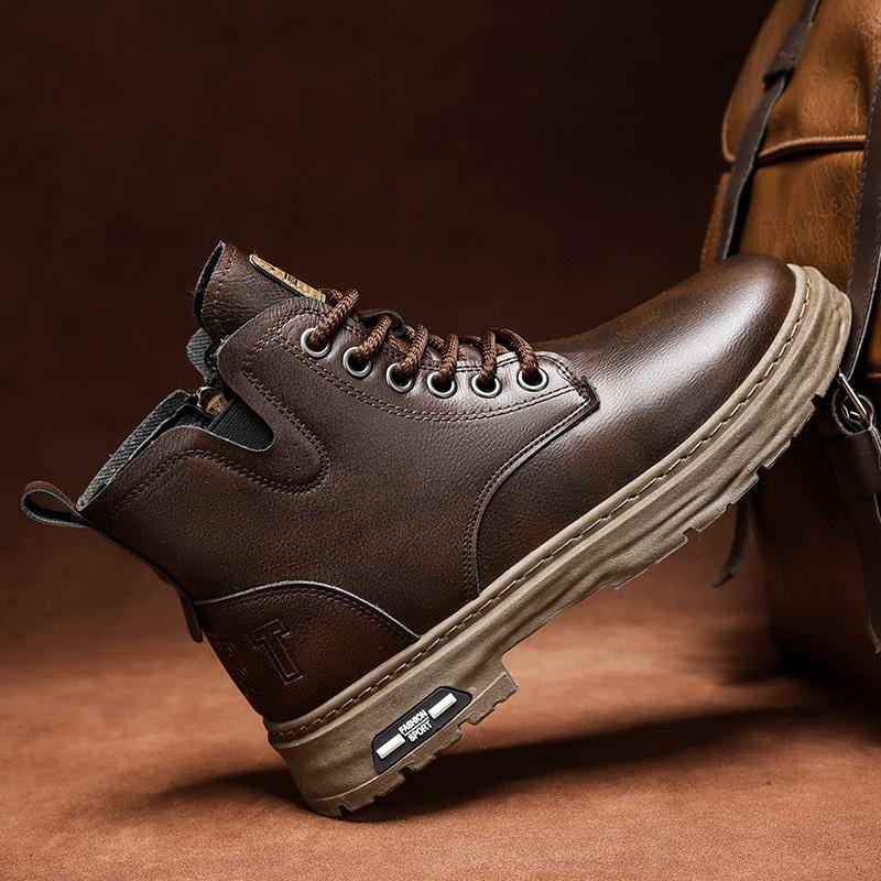 Роскошные мужские ботильоны, ретро-британские высокие мужские ботинки, модная высококачественная кожаная обувь 2024 года, новые мужские мотоциклетные ботинки для активного отдыха