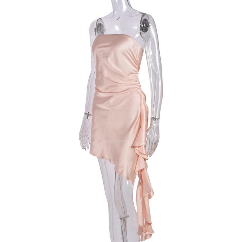 9952 Nazada Fashion Womens Strapless Mini Dress Solid Color Sexy Backless Bodycon Party