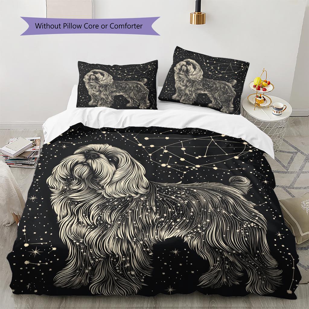 Shih Tzu Pattern Bedding Home Decoration Birthday Gift (1 * duvet cover + 2 * pillowcase, without core)