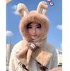 New Fashion Thickened Hat Scarf with Cute Ears Plush Winter Women's Hats Beanies Pompom Knit Bonnet Fluffy Winter Cap Bomber Hats For Women