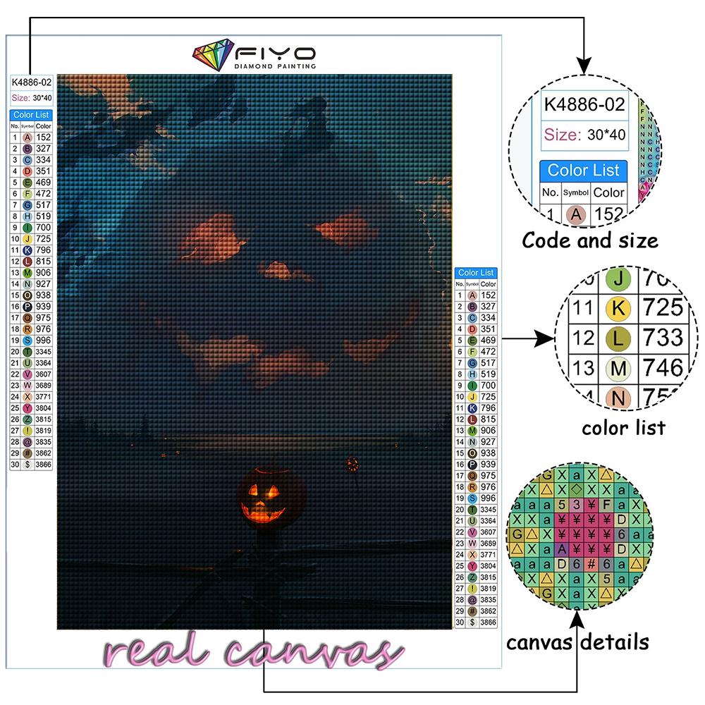 5D DIY Diamond Embroidery Halloween Scary Pumpkin And Castle Diamond Painting Mosaic Home Decoration