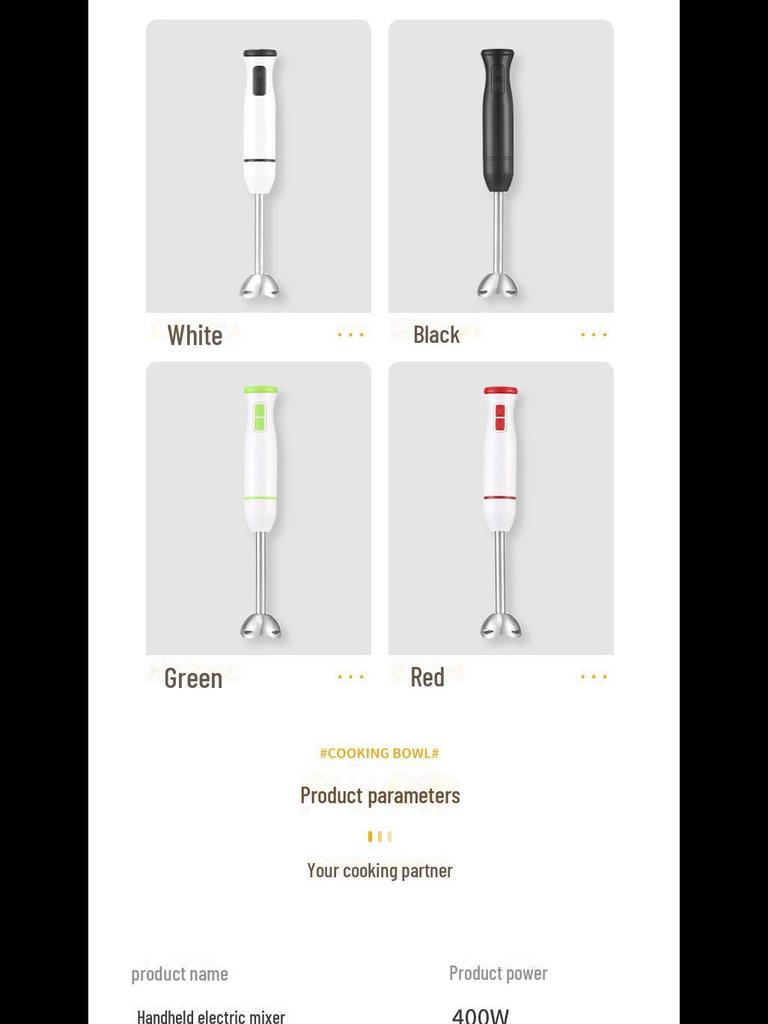 Household Handheld Multifunctional Cooking Stick for Baby Food, Egg, and Meat Mixing