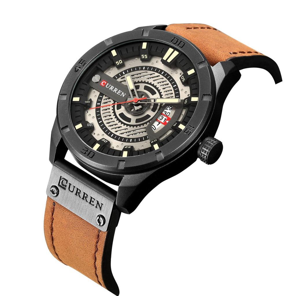 Мужские часы Curren 8301 с кожаным ремешком, деловым календарем
