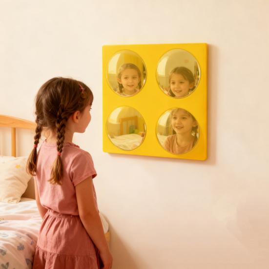 Зеркало-пузырь Акриловое сенсорное настенное зеркало для малышей Безопасный небьющийся дизайн Развивает зрительно-моторные навыки Интерактивная сенсорная игрушка