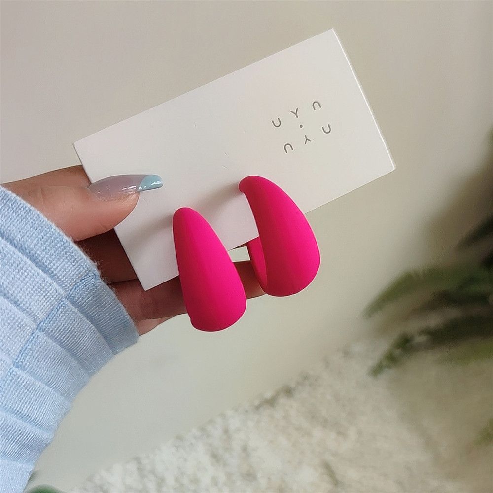 Korean Style Candy Color Fresh Jewelry Gifts Geometric Hoop Eardrop C-shaped Earring Dangler