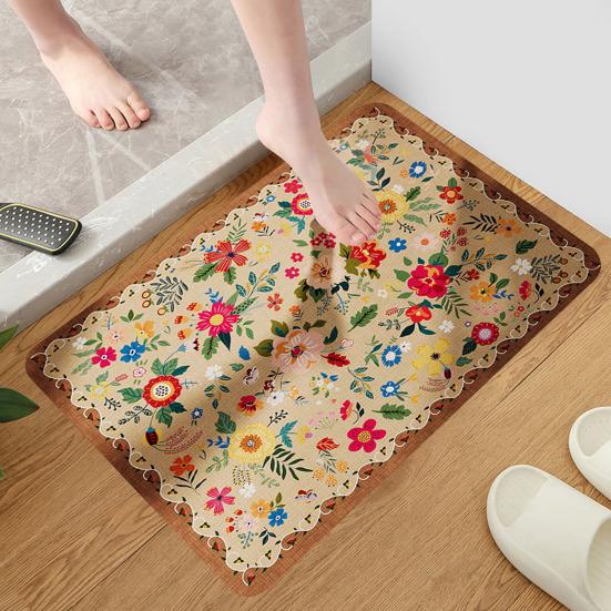 Коврик для ванной комнаты Коврик для пола Быстро впитывающий Цветочный принт Быстросохнущий Диатомовая грязь Противоскользящий