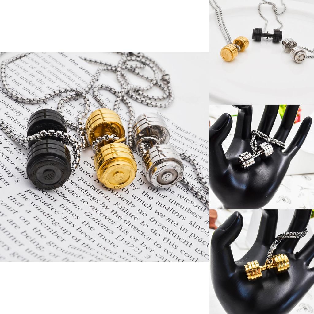 Ожерелье Temu Shein с подвеской в виде мультяшной гантели для хип-хоп моды и мужского подарка