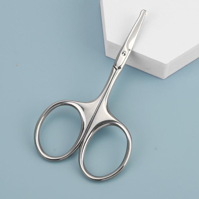 Stainless steel portable nose hair trimmer, eyebrow trimmer, round-head manual eyebrow scissors, mini beauty tool, anti-scratch