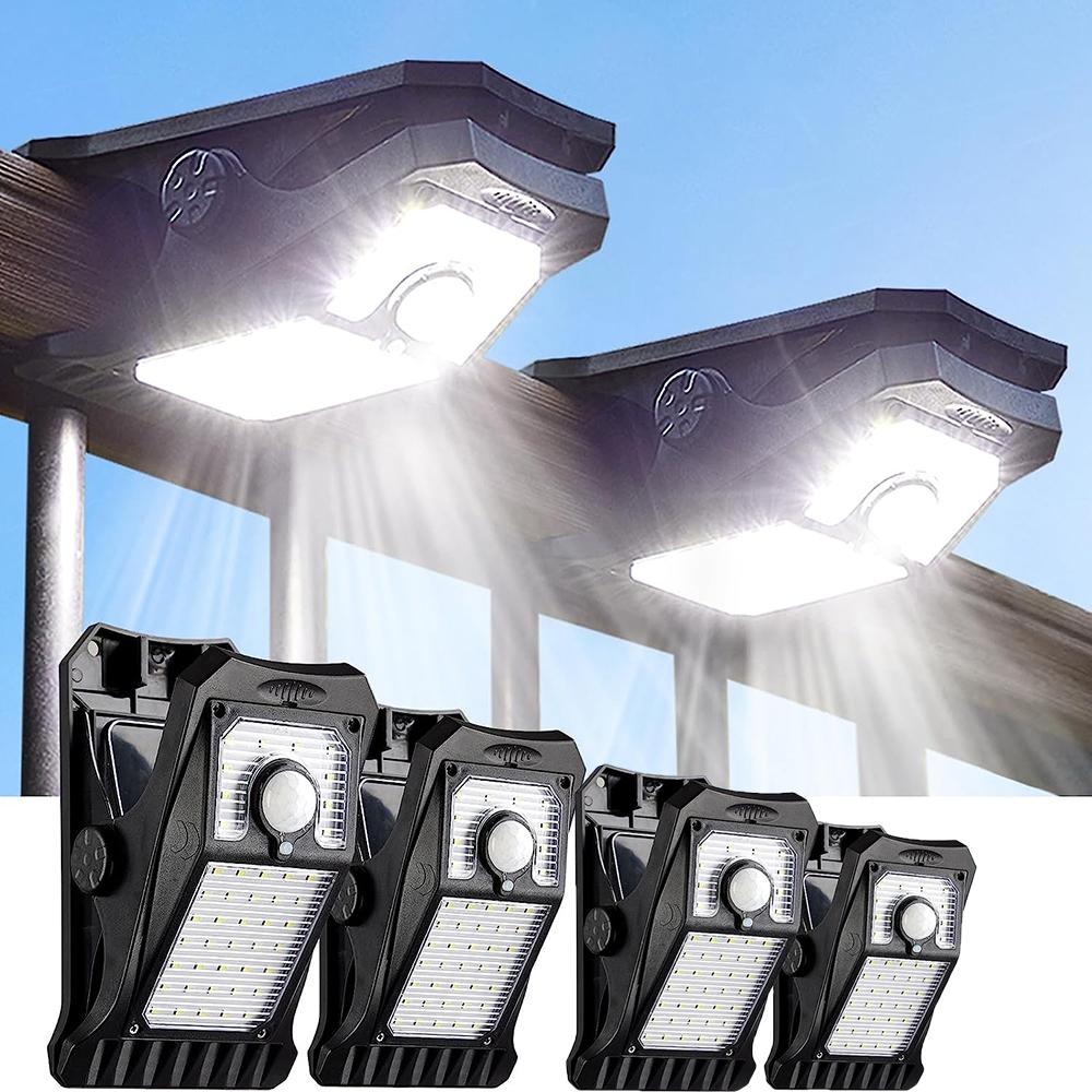 Clip On Solar Lights Outdoor Waterproof Motion Sensor Solar Fence Light with 90 LEDs 3 Modes for Gutter Patio Deck Camping Tent