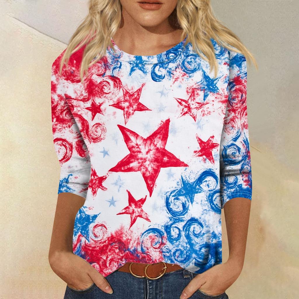 Женская футболка Повседневная футболка с принтом «День независимости», джемпер с круглым вырезом