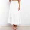 Women's Summer Bohemian Maxi Dress Elastic High Waist Pleated Ruffle Layered Culottes Casual Fashion Solid Color Flowy Skirt
