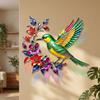 Hand Painted Iron Art Bird Wall Hanging Colorful Flower Colorful Birds Sculpture  Balcony Patio