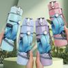 1PC Retro Blue Scooter 750ml Color Plastic Sports Water Bottle Leakproof Flip Straw Lid Suitable for Sports Office Home Use