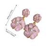 Purple Floral Dangle Earrings Pearl Ear Jewelry Elegant Camellia Flower Earrings  Female