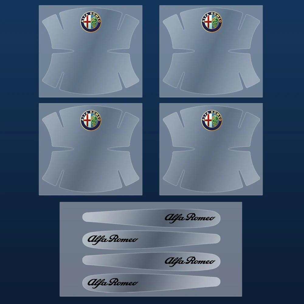 Hub Caps 4/8Pcs Transparent Car Door Handle Bowl Anti-Scratch Protector Stickers For Alfa Romeo Giulia Giulietta MiTo 147 156 15