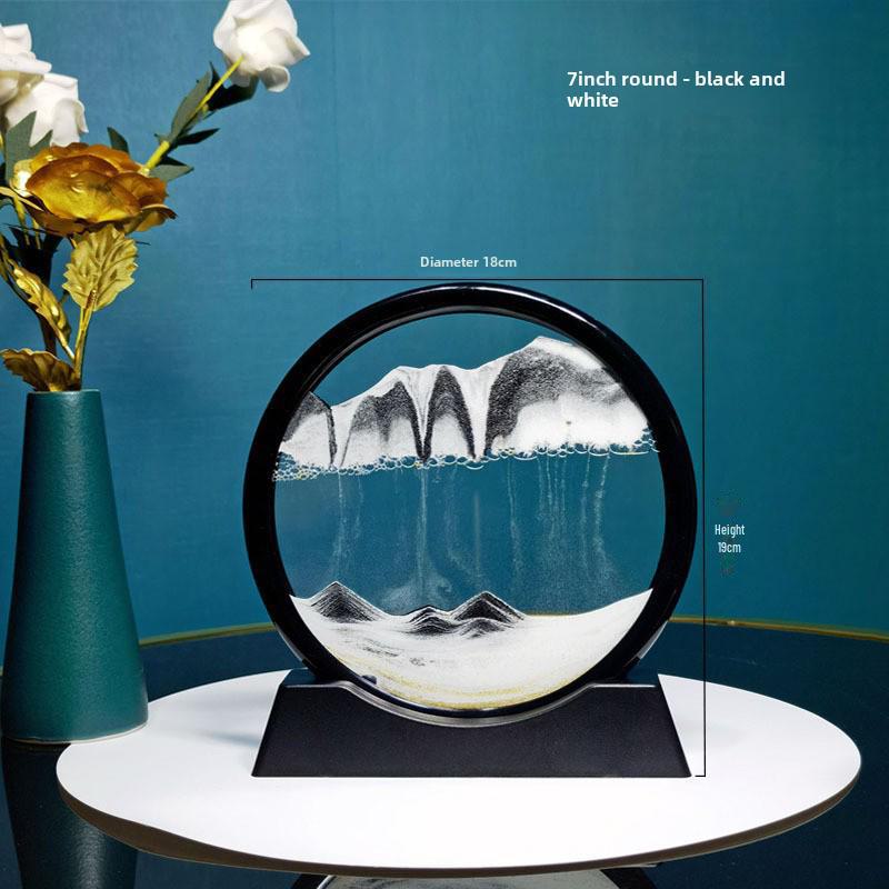 Creative 3D Quicksand Painting Round Glass Craft Hourglass - Unique Desktop Ornament Gift