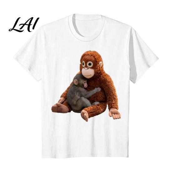 Men Monkey Punch T-Shirt Team Round Neck Short Sleeve Loose Fit Casual
