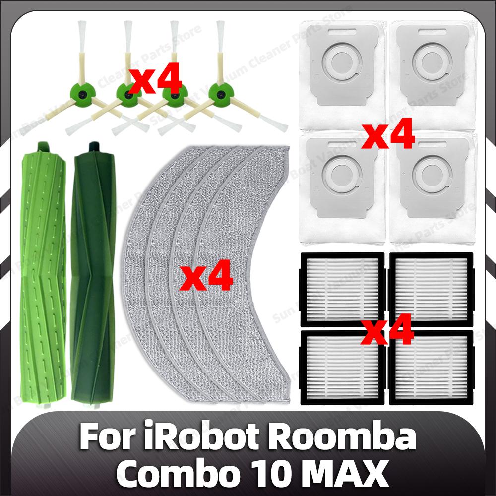 Совместимо с iRobot Roomba Combo 10 Max Основная боковая щетка Фильтр HEPA Насадки для швабры Пылесборники Запасные части Аксессуары