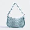 Shoulder Bag for Women Luxury Designer PU Leather Pleated Dumpling Bag Fashion Trend Acrylic Chain Crossbody Bag and Wallet