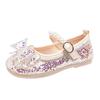2024 Детские кожаные туфли для девочек, осенние новые модные и удобные туфли-бабочки для принцессы на вечеринку, элегантные, с бисером, легкие туфли