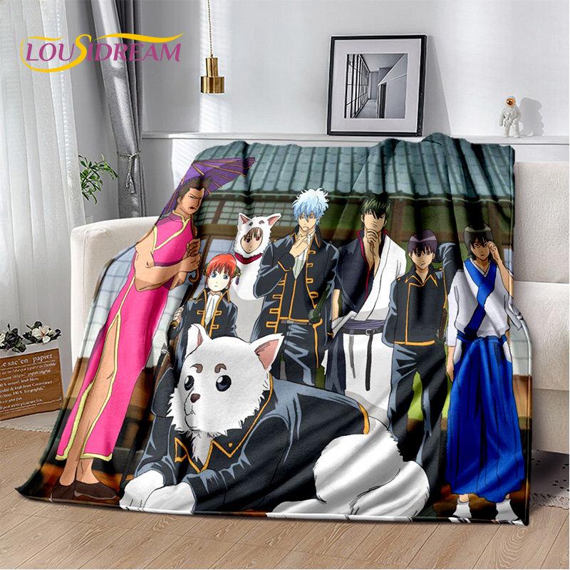 Anime Gintoki Kagura Gintama Soft Plush Blanket,Flannel Blanket Throw Blanket for Living Room Bedroom Bed Sofa Picnic Cover Kids