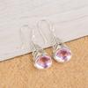 Oval Morganite Gemstone 925 Sterling Silver Jewelry Drop/Dangle Earrings 1.64" CE-1-10
