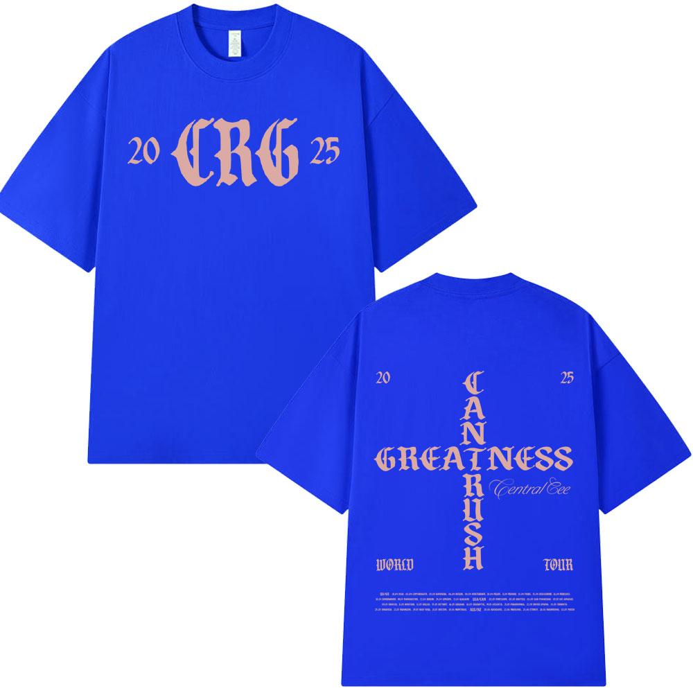 Футболка Central Cee CAN'T RUSH GREATNESS World Tour 2025 для мужчин и женщин, модная хип-хоп футболка, летняя, 100% хлопок, свободный крой.