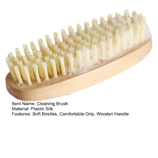 Yousheng Cleaning Brush Soft Bristles Comfortable Grip Wooden Handle Portable Scrub Brush Gentle Cleaning Tool