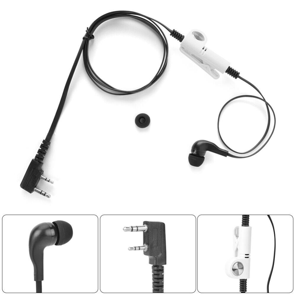 2 Way Earphone PTT Mic 2 Pin Walkie Talkie Earphones Noodle Headphone Cord for Kenwood Baofeng