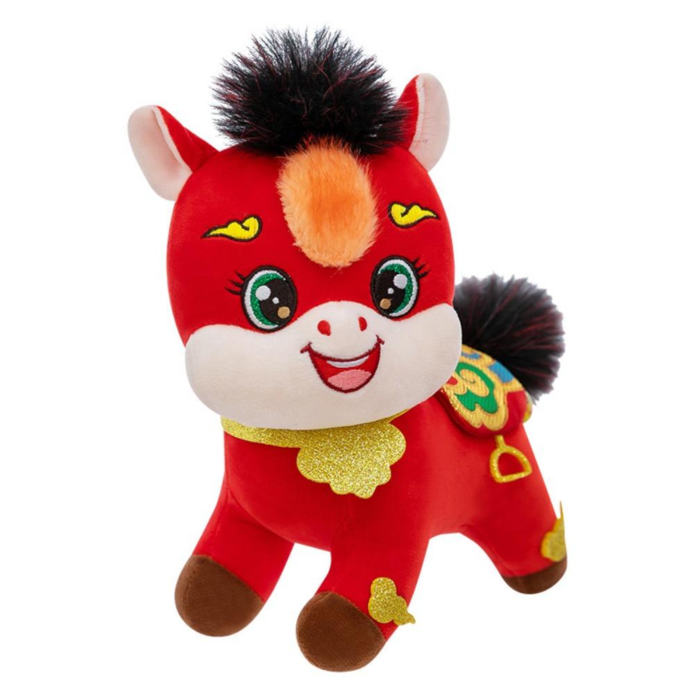 Cute Horse Stuffed Animal PP Cotton Filling Zodiac Doll Gift Plush Mascot Toys Chinese New Year